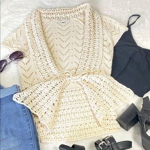 Banana Republic Front Tie Cream Cardigan